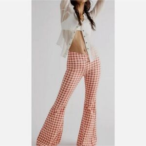 Free People Gingham Denim Flares